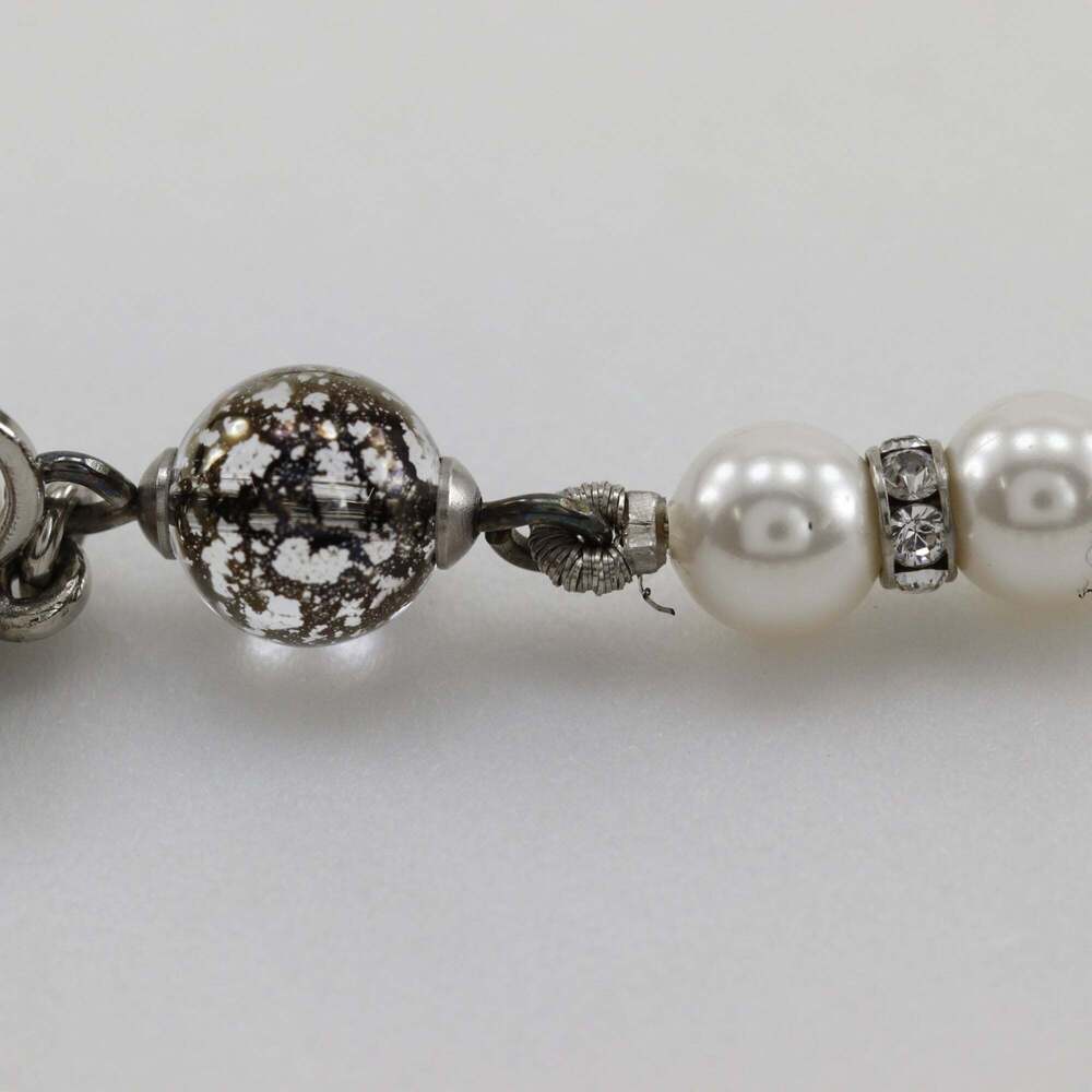 CHANEL Silver Pearl Logo Earrings - Picture 6 of 9